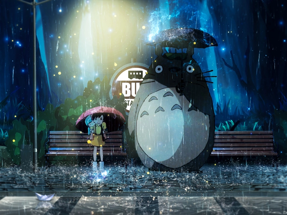 hình anime khóc dưới mưa trầm lặng