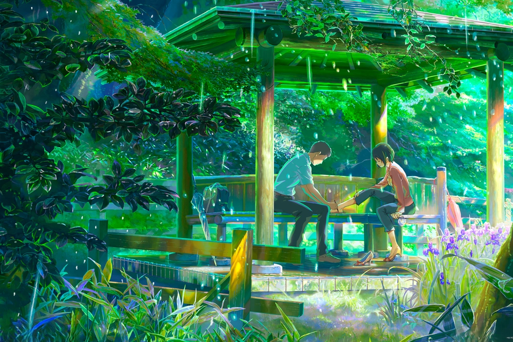 ảnh anime đứng dưới mưa cảnh cảm động