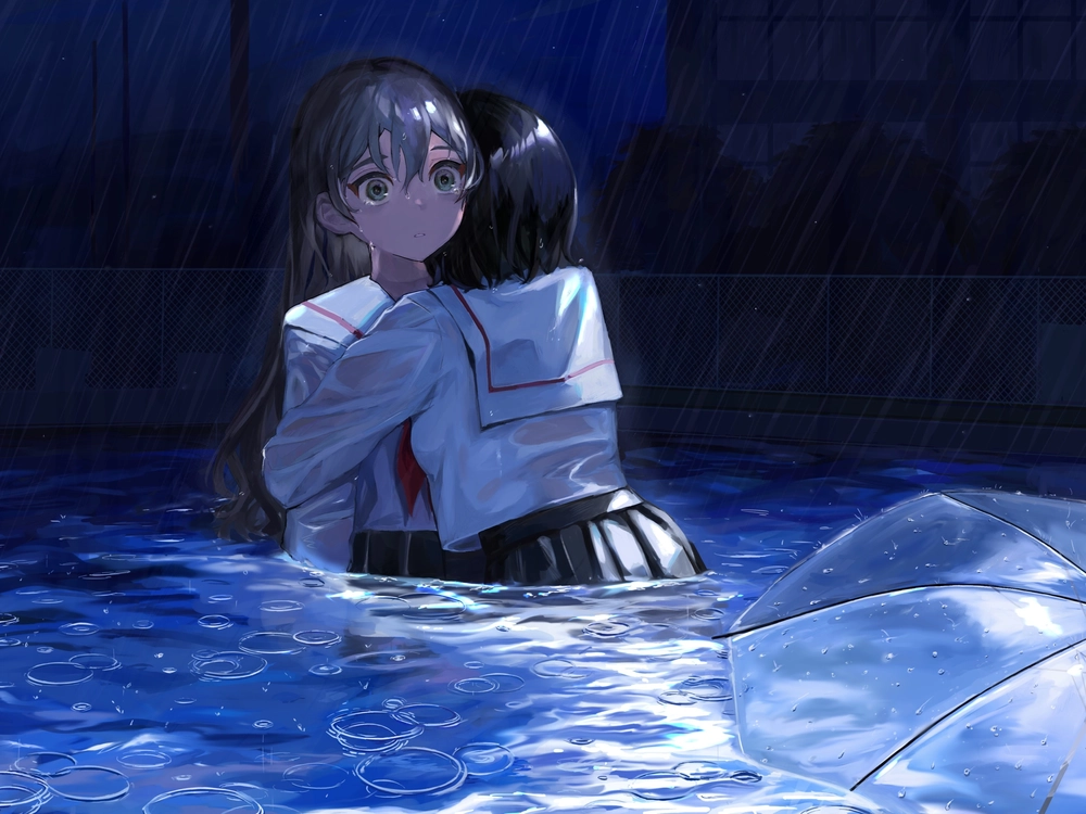 ảnh anime khóc dưới mưa nữ cho người thất tình