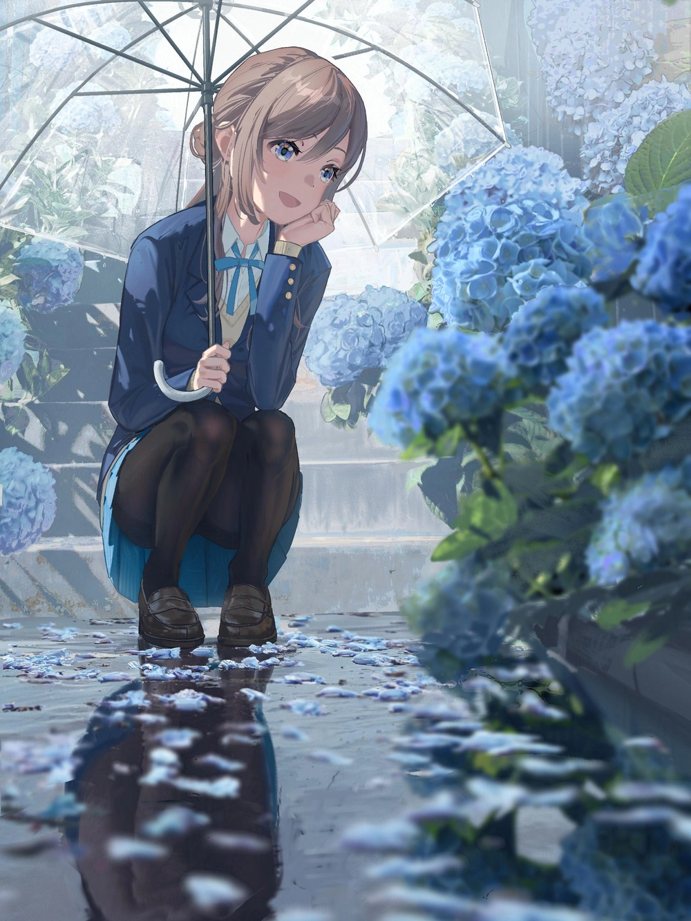 ảnh anime khóc dưới mưa nữ