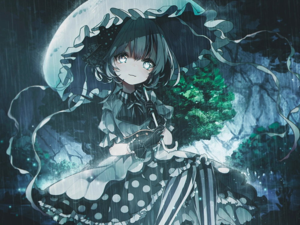 ảnh anime khóc dưới mưa nữ u sầu