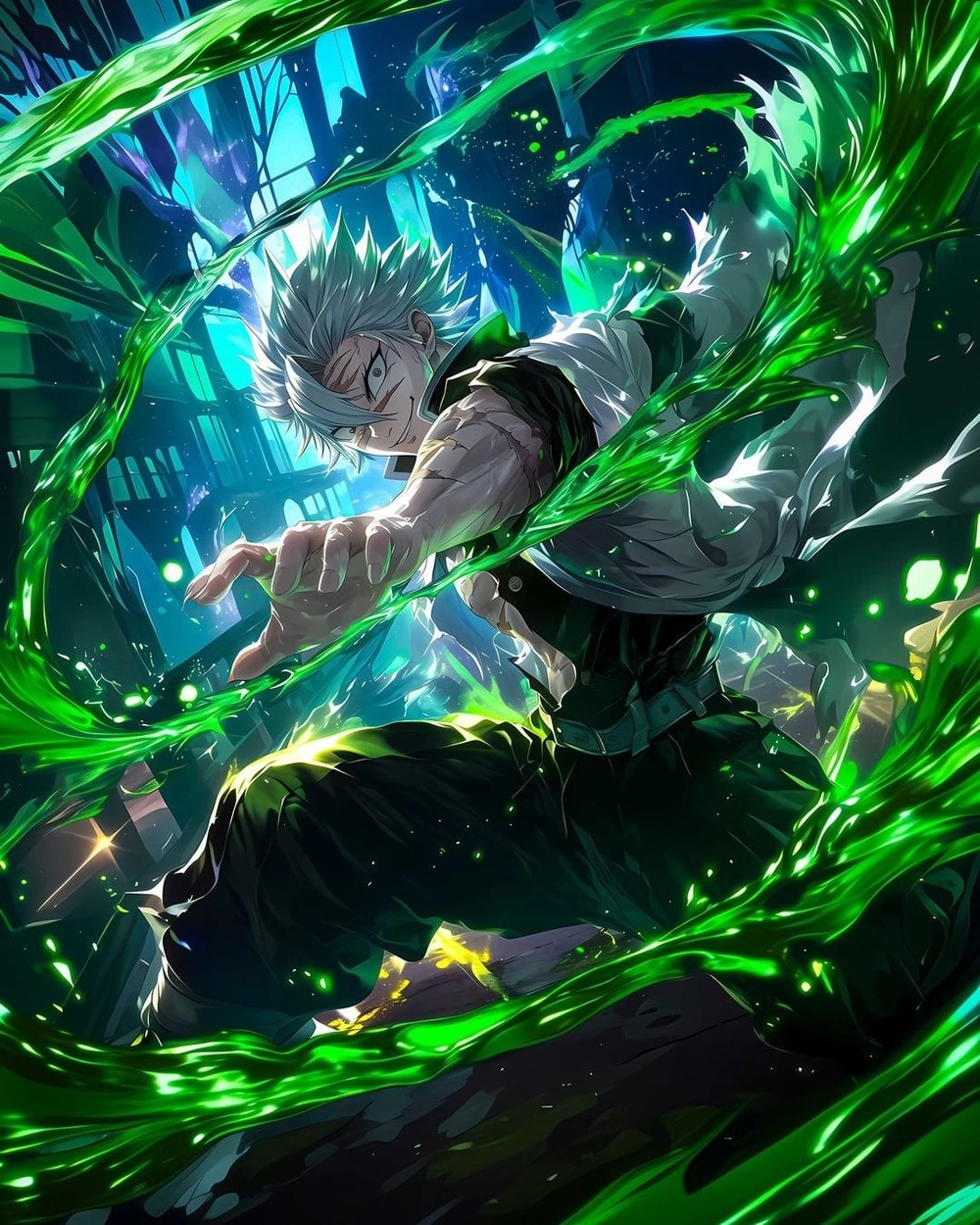 ảnh sanemi dùng kiếm 