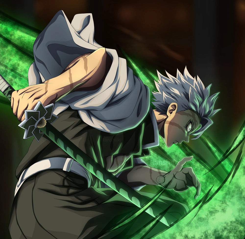 ảnh sanemi biểu cảm lạnh lùng 