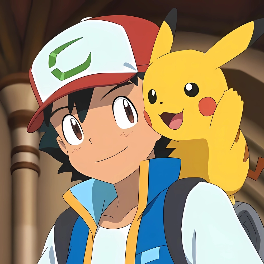 ảnh pikachu đứng cạnh satoshi