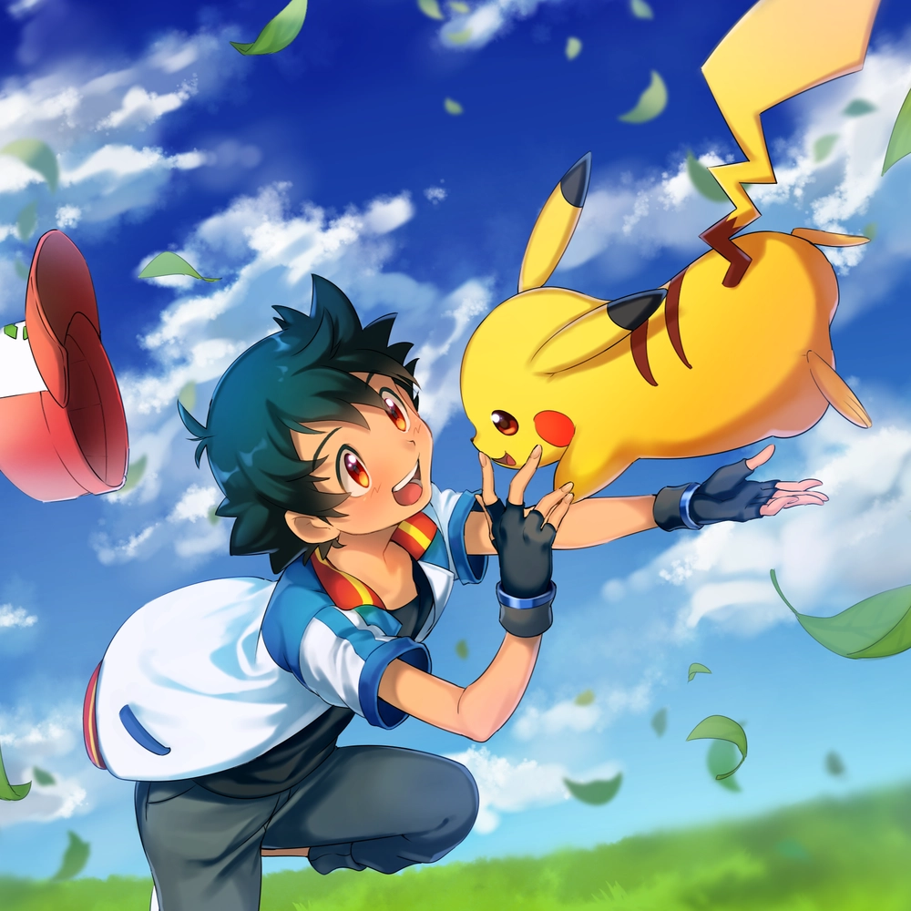 satoshi dắt theo pikachu