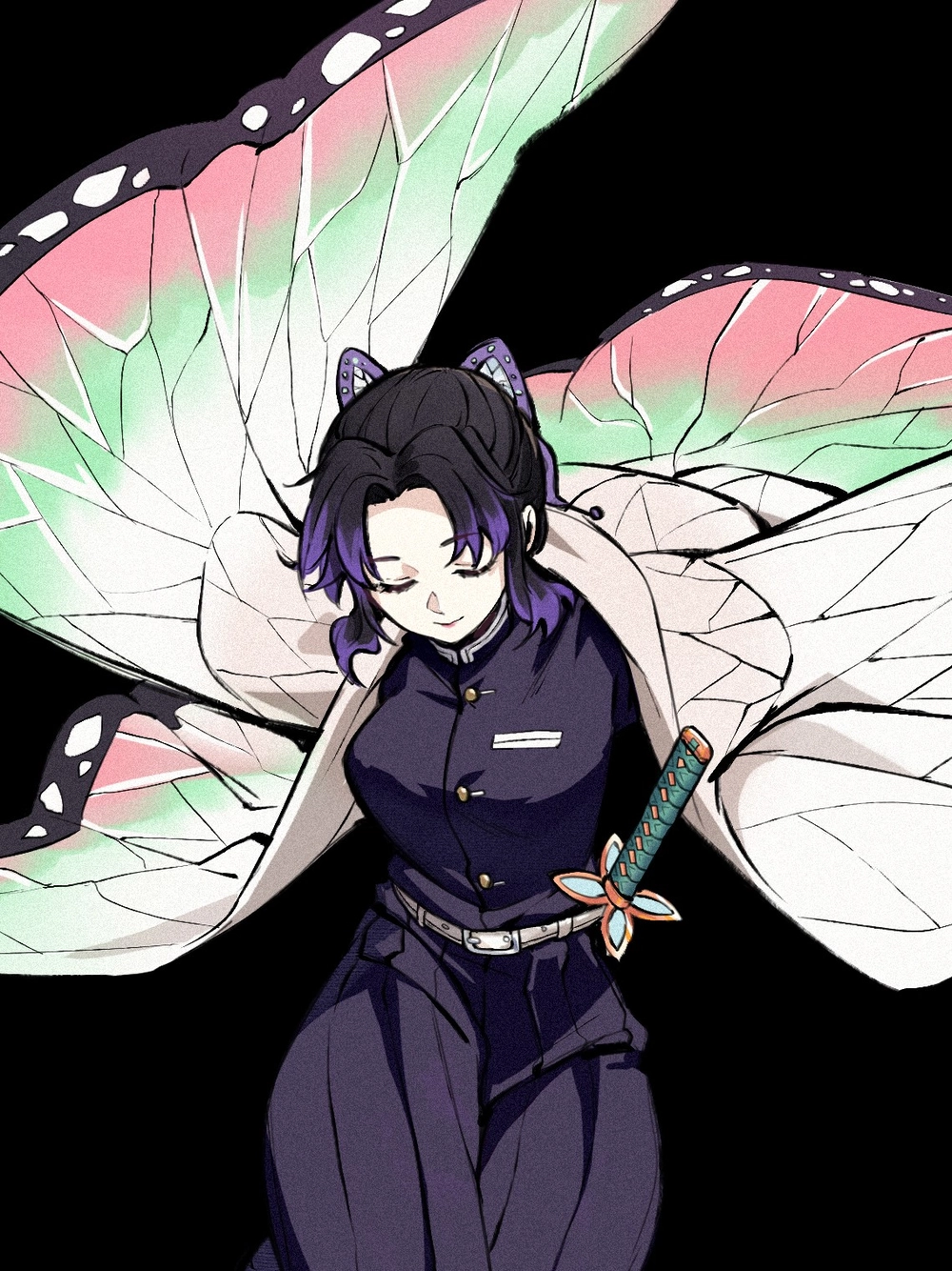 ảnh shinobu tóc tím bay