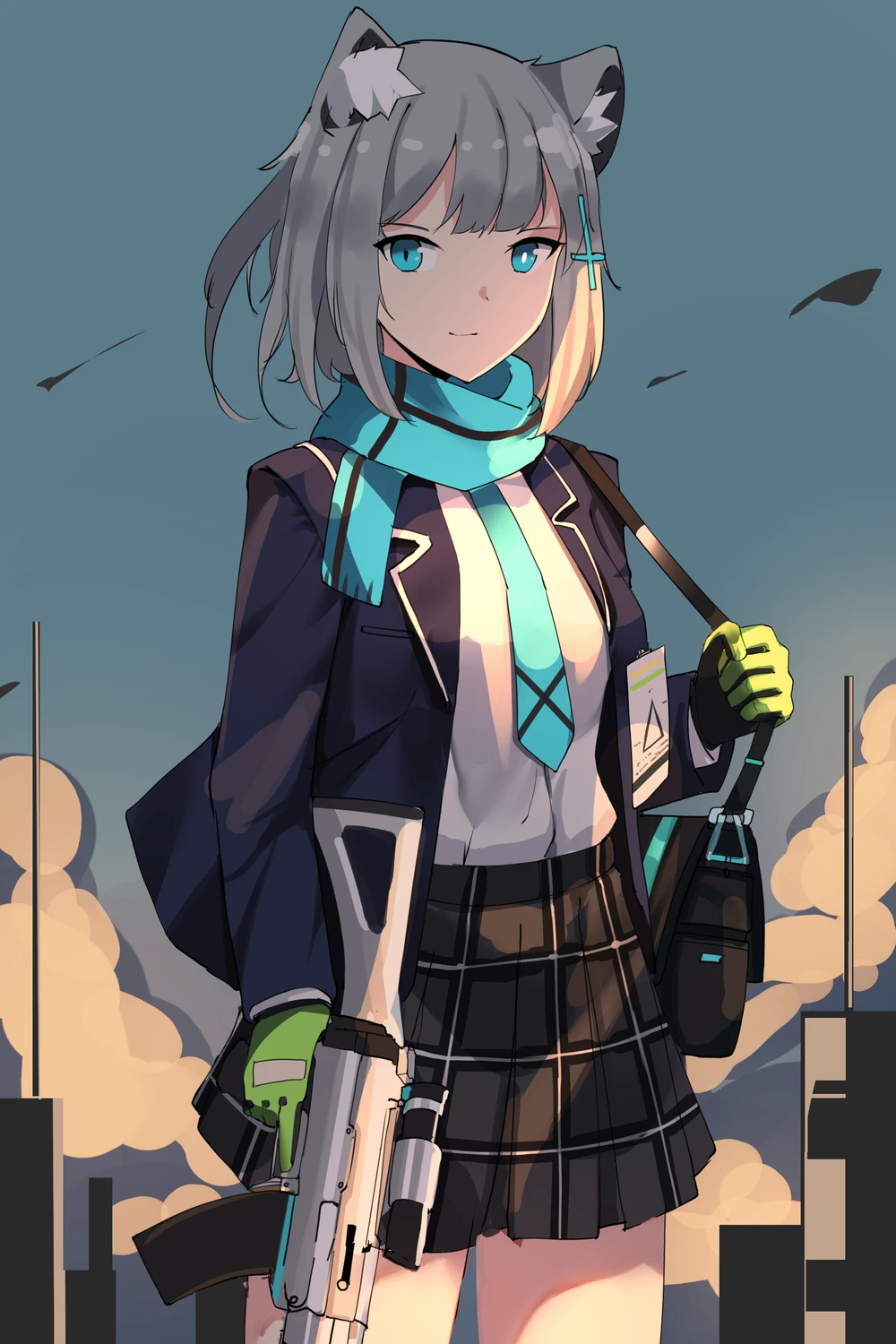 shiroko trong bộ đồ tác chiến 