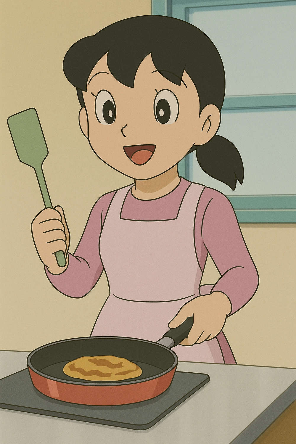 hình ảnh shizuka đang mỉm cười trong anime 