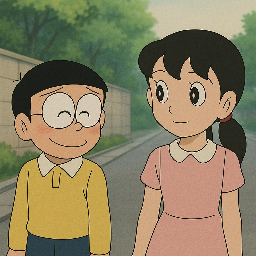 hình ảnh nobita và shizuka cute trong hoạt hình 