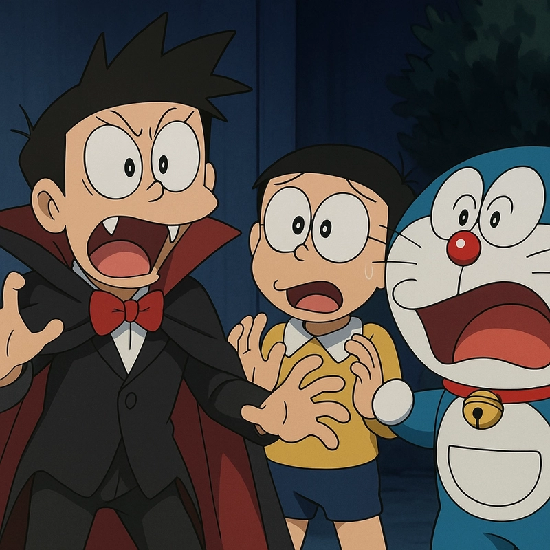 hình ảnh suneo đi chơi với nhóm bạn