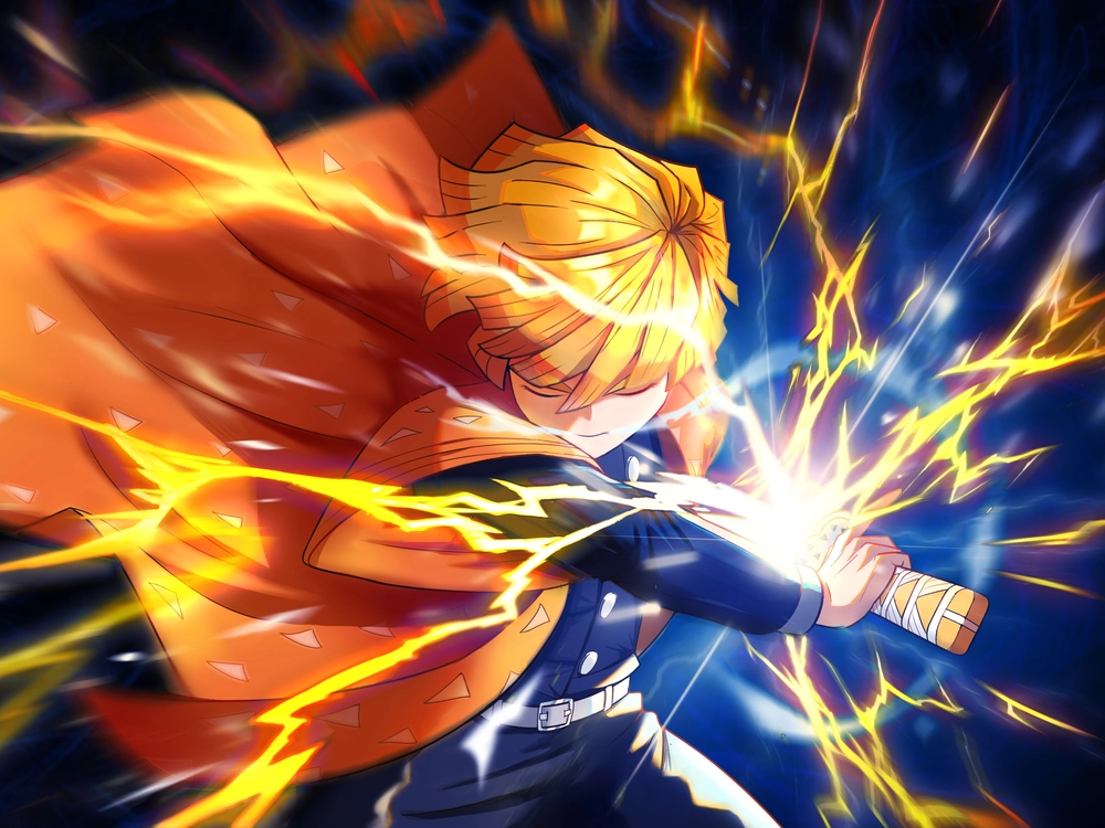 hình ảnh zenitsu dùng hơi thở