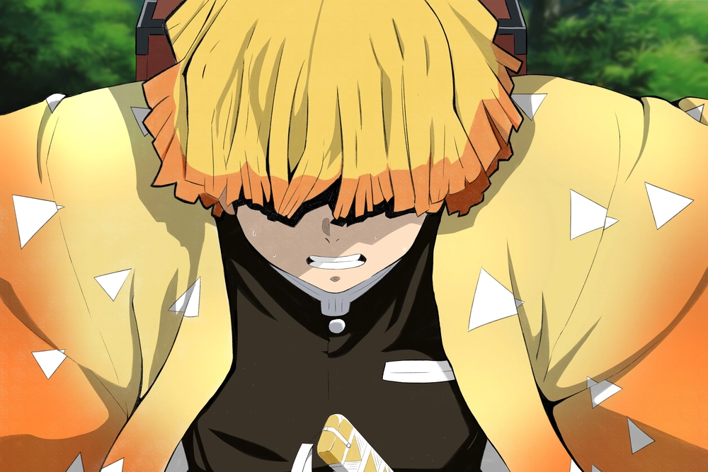 ảnh zenitsu dùng kỹ thuật nhất thức lôi trụ