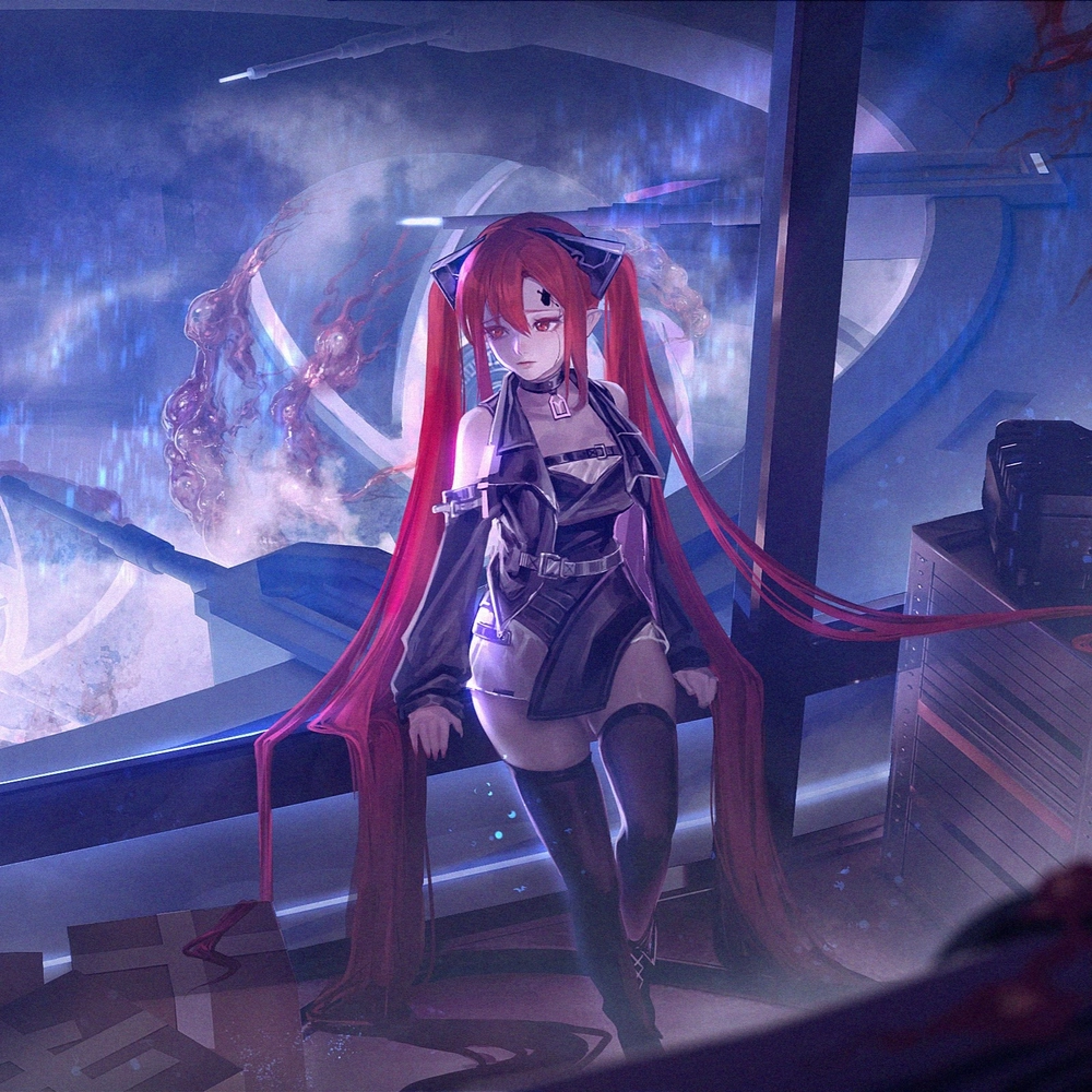 gái anime tóc đỏ cool 