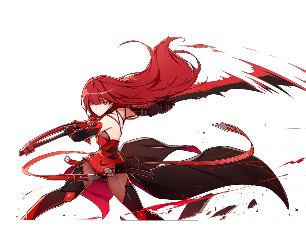 tóc đỏ anime trong hành động 