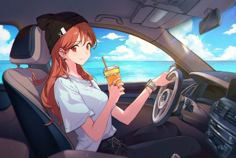 nhân vật nữ anime tóc đỏ mạnh mẽ 