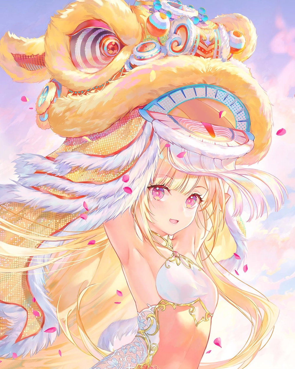 anime tóc vàng cute phong cách moe