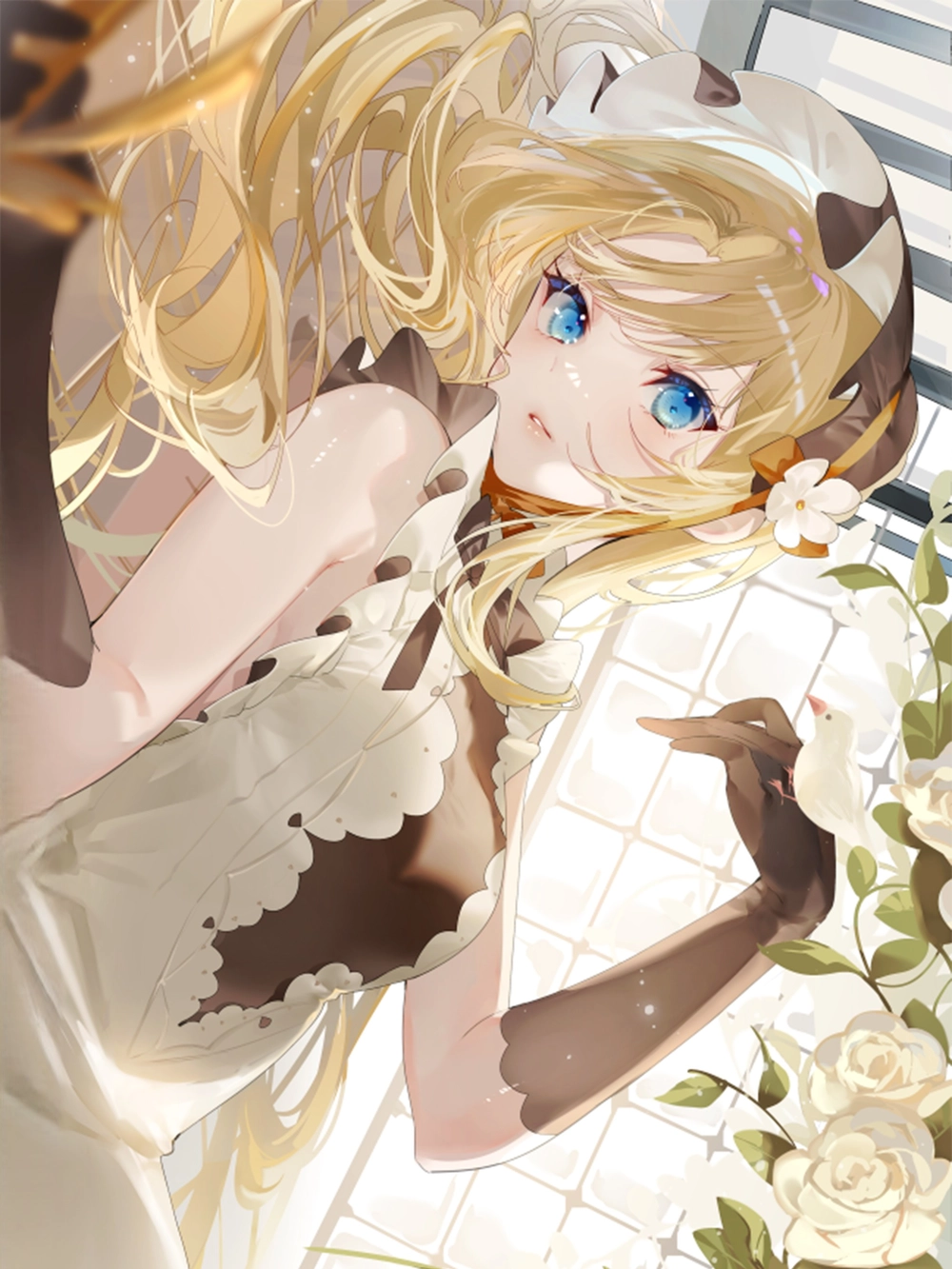 anime tóc vàng mắt xanh tỏa sáng