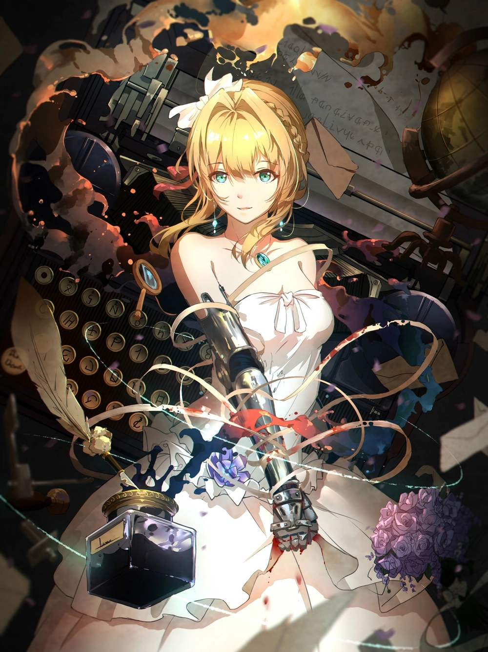 anime tóc vàng mắt xanh lấp lánh