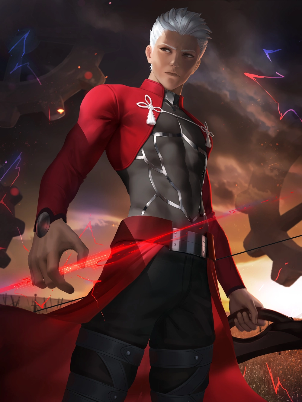 archer fate/stay night ánh sáng đỏ cam nổi bật 