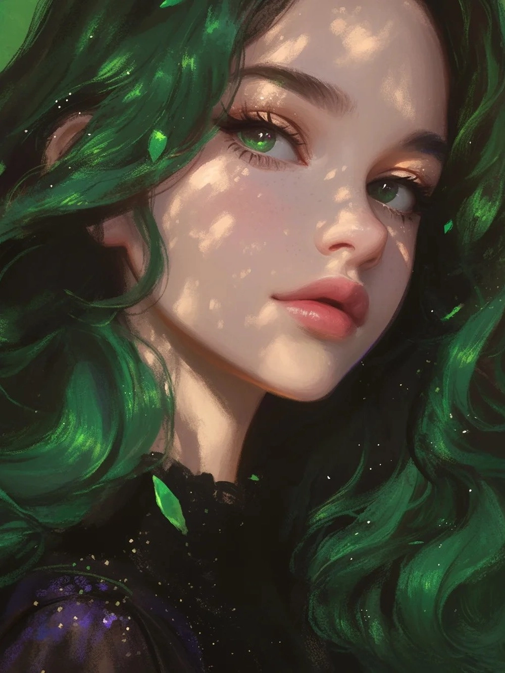 lạnh lùng ảnh anime nữ tóc xanh lá cây