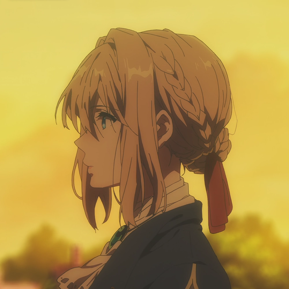 ảnh anime violet evergarden đang ngắm trời chiều 