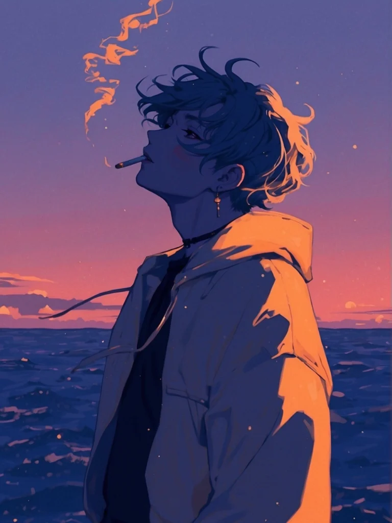 anime hút thuốc ngầu