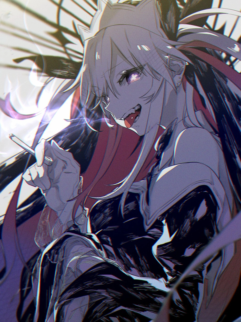 hình anime hút thuốc một mình