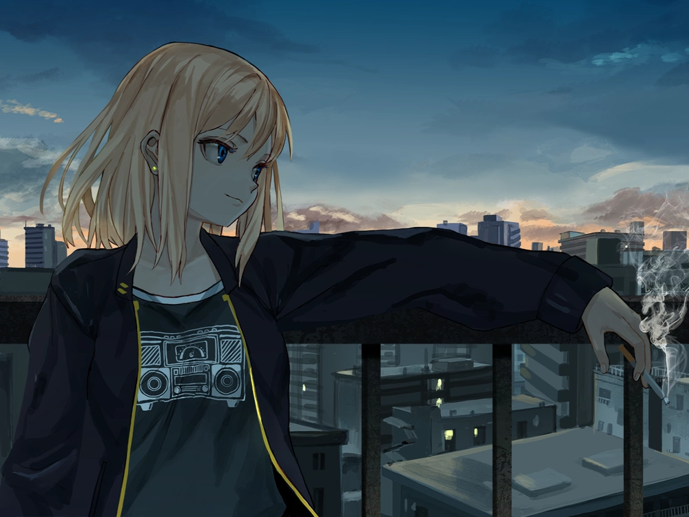 anime hút thuốc buồn cô đơn