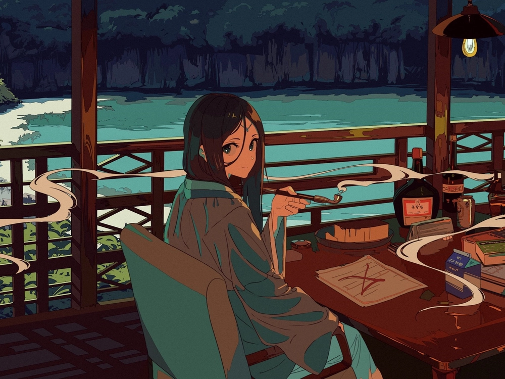 hình anime hút thuốc tâm trạng