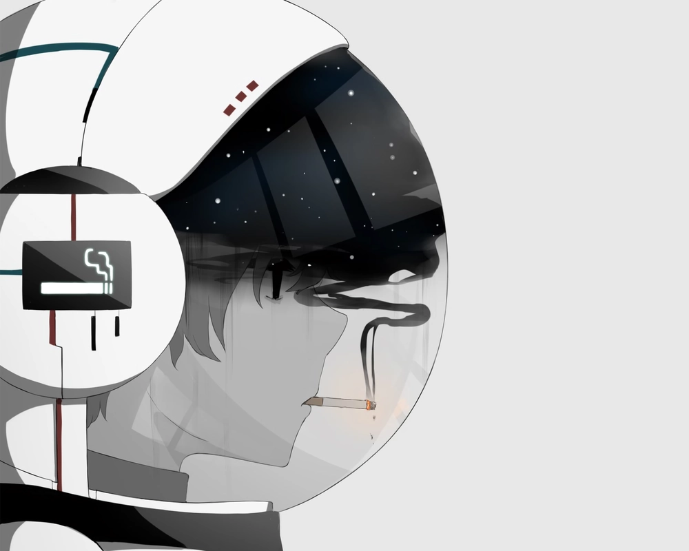 hình ảnh anime hút thuốc mang sắc xám