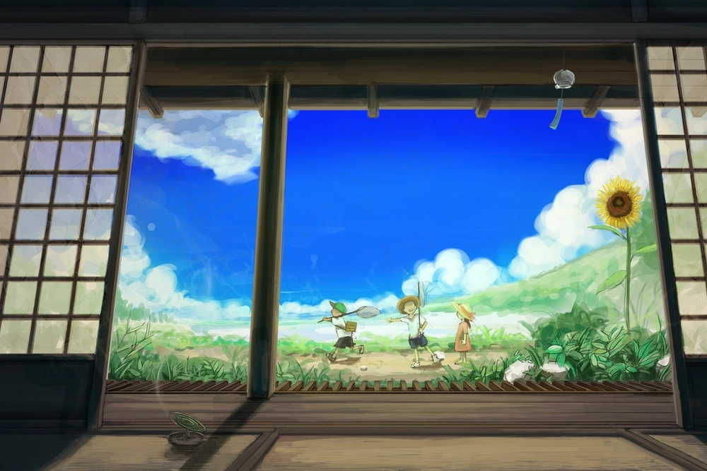 ảnh anime phong cảnh mùa hè