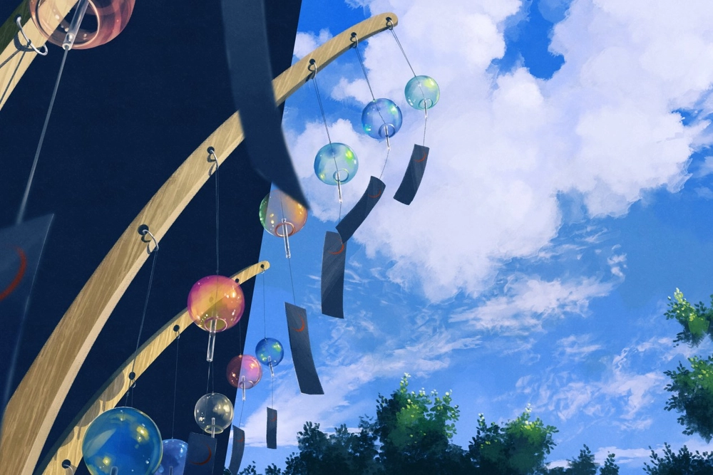 hình anime mùa hè trời xanh