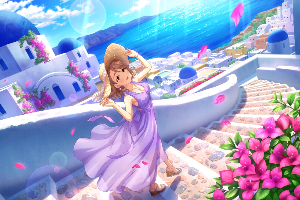 ảnh anime nữ mùa hè ngắm biển