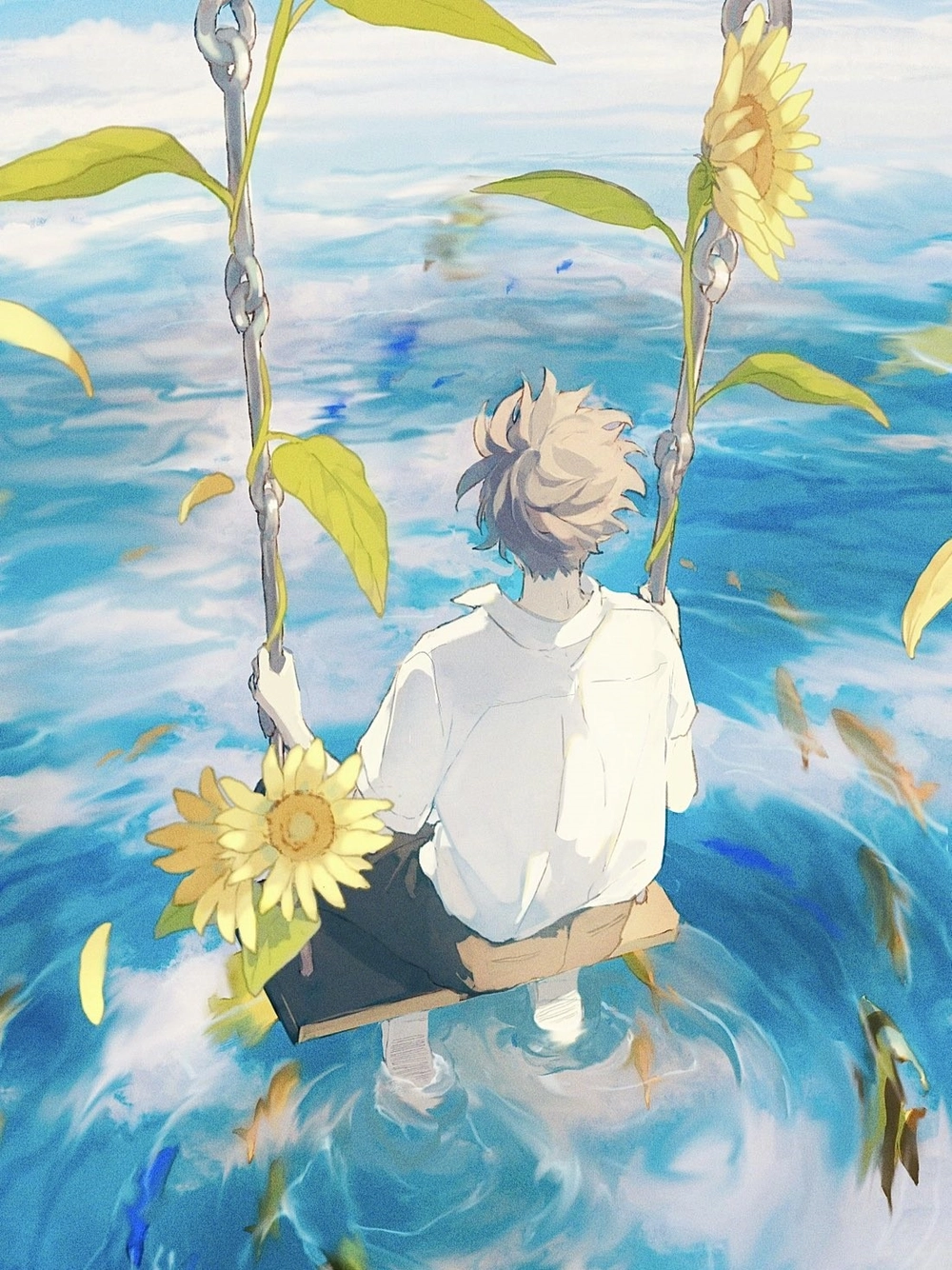 ảnh anime quay lưng nam lặng lẽ