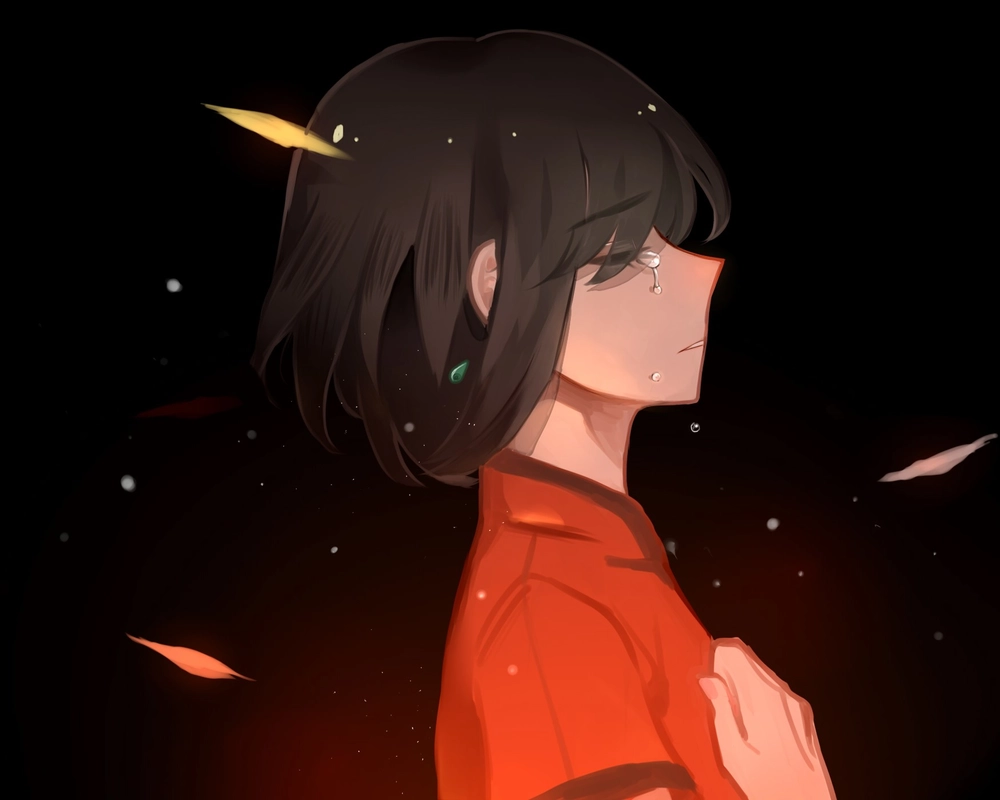 hình ảnh anime thất tình nền đen 