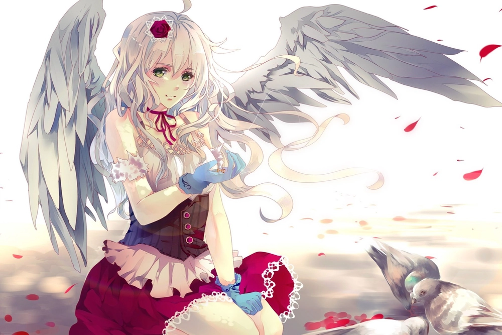 thiên thần anime tóc trắng