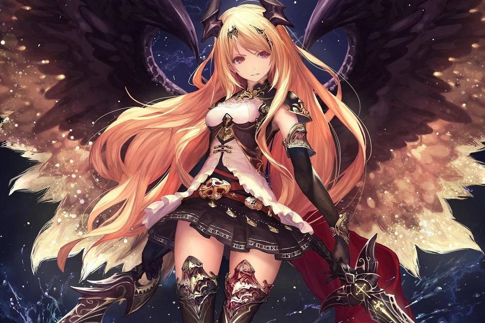 hình ảnh anime thiên thần đôi cánh đen