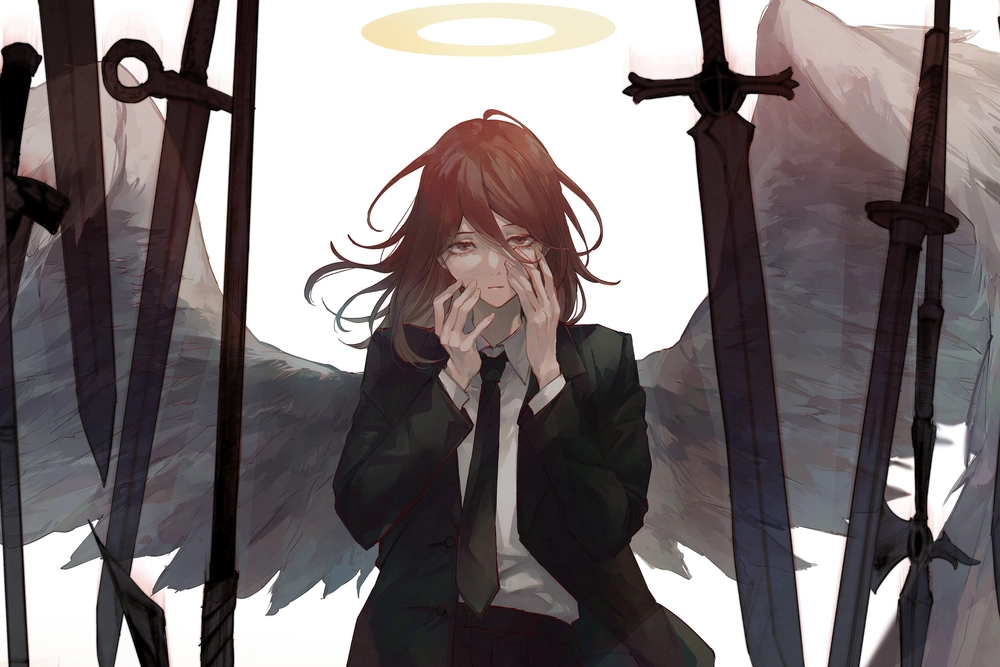 ảnh anime thiên thần sa ngã rơi lệ