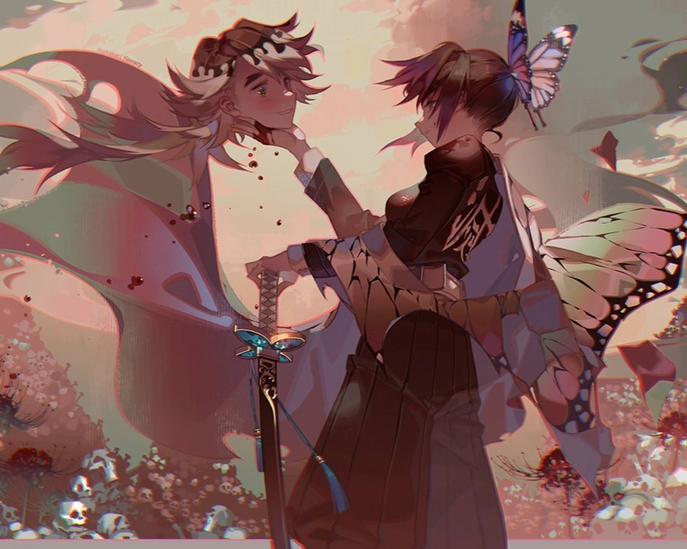 ảnh Shinobu và Douma ở trận cuối cùng 