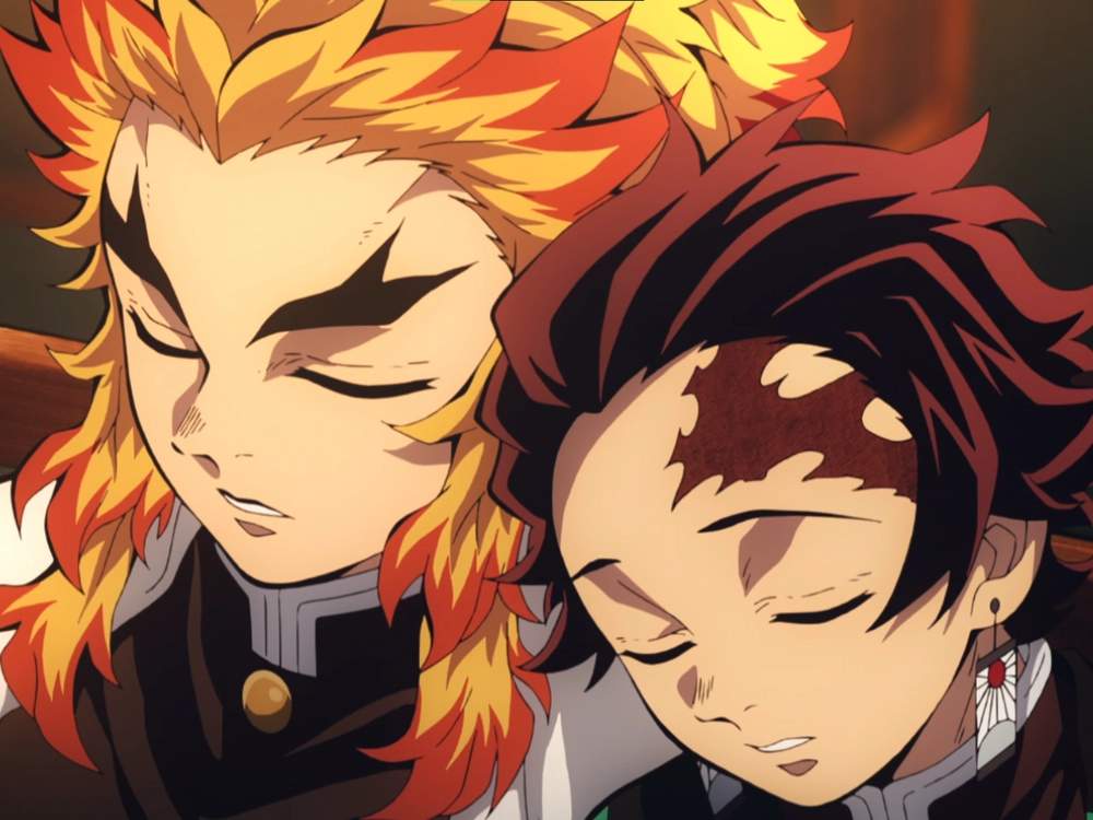 ảnh tanjiro và rengoku cảm động