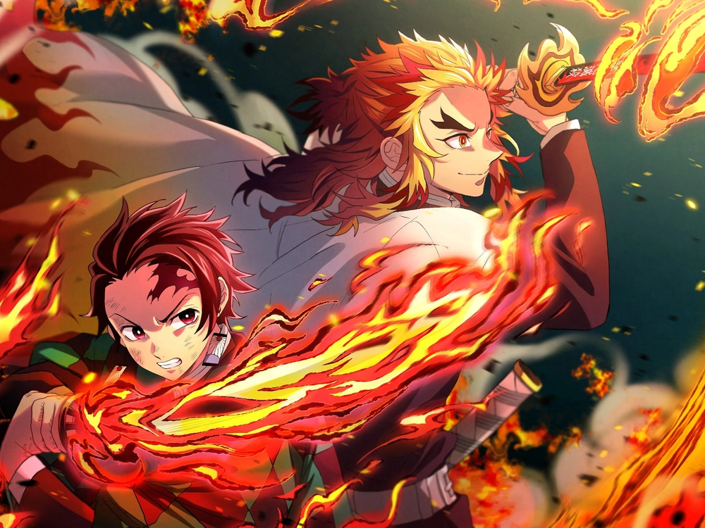ảnh tanjiro và rengoku đẹp