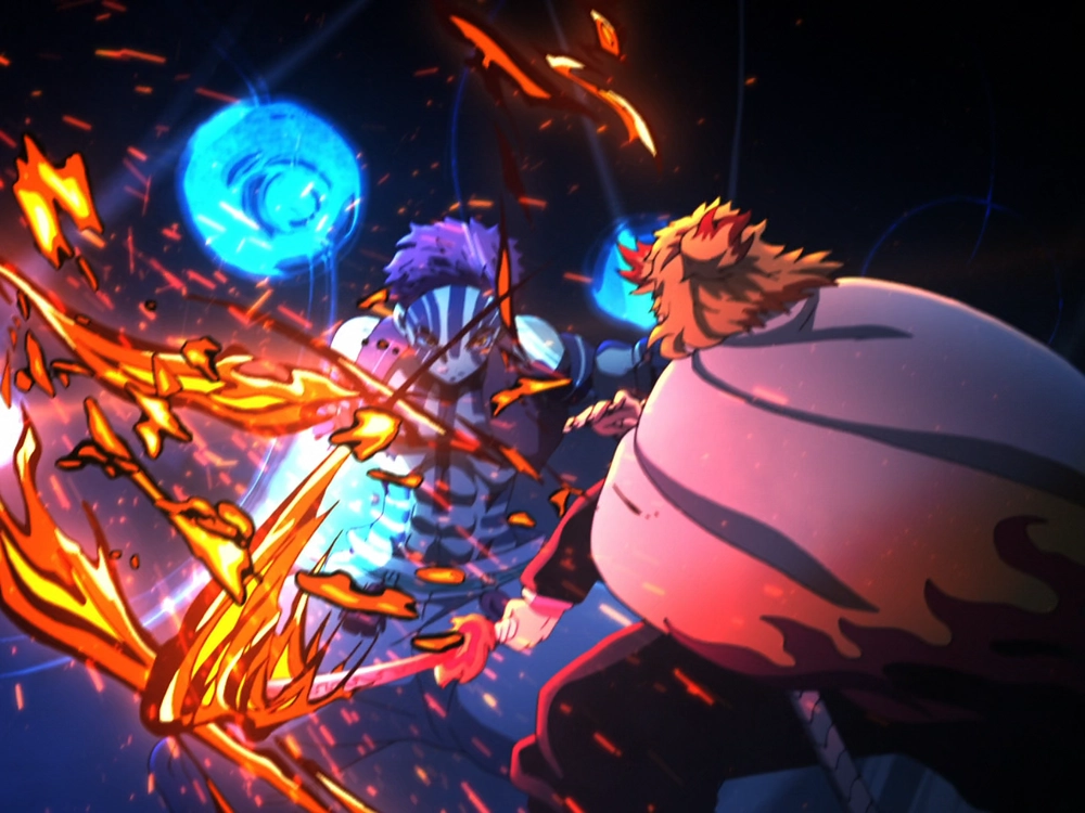 ảnh rengoku vs akaza chiến đấu