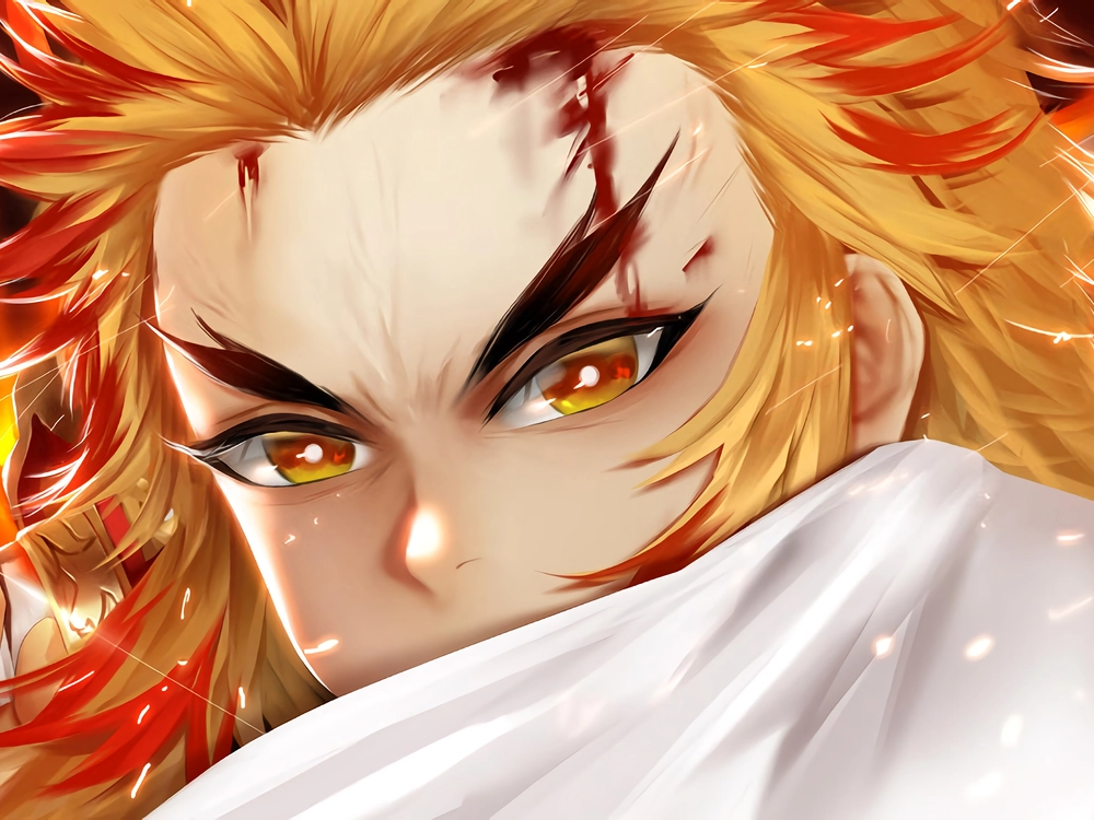 ảnh anime rengoku ánh mắt kiên định