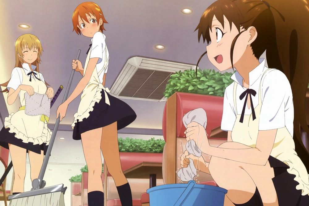 anime làm việc trong nhà hàng 