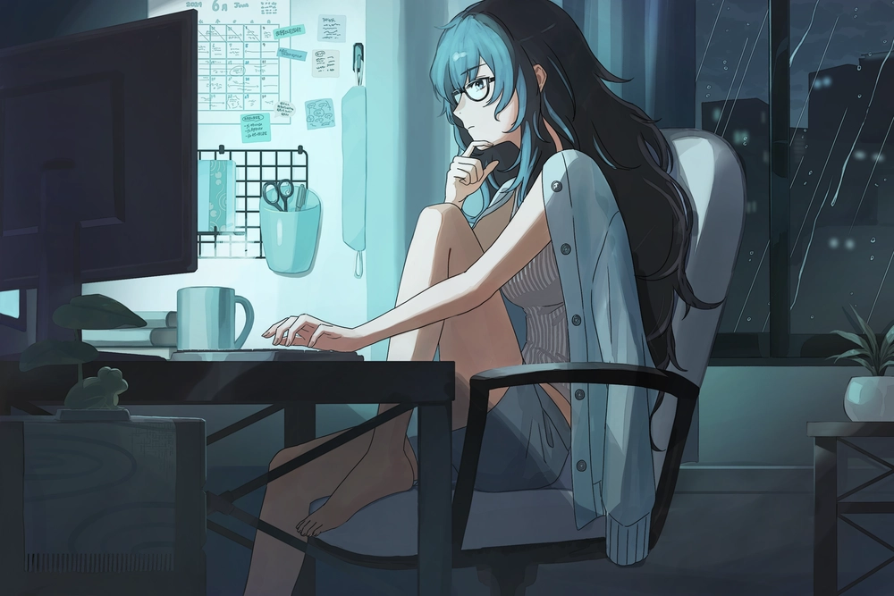 anime làm việc chill