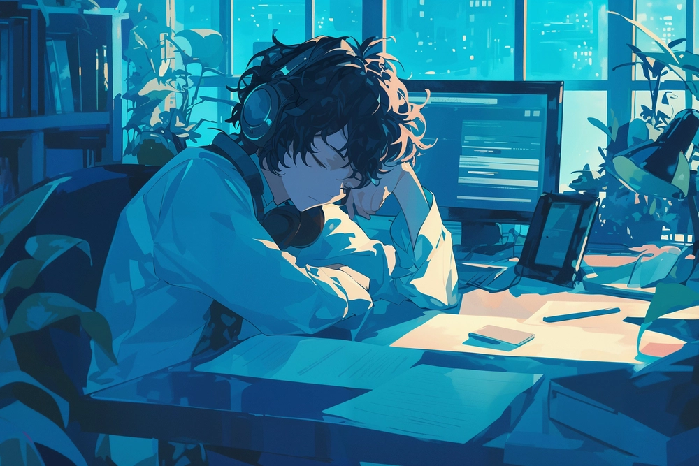 hình làm việc văn phòng anime 