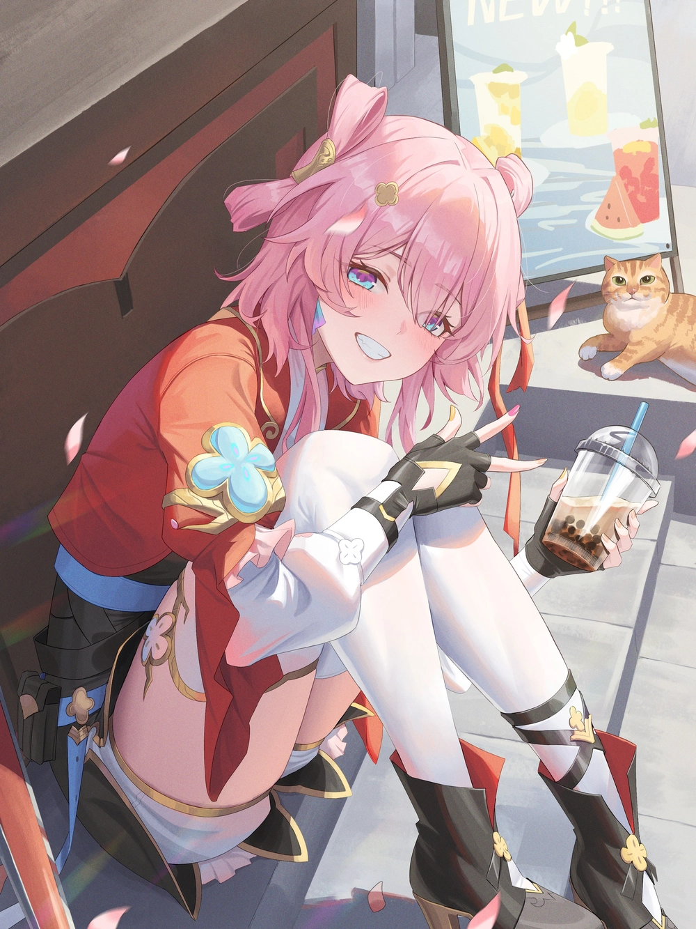 anime uống trà sữa