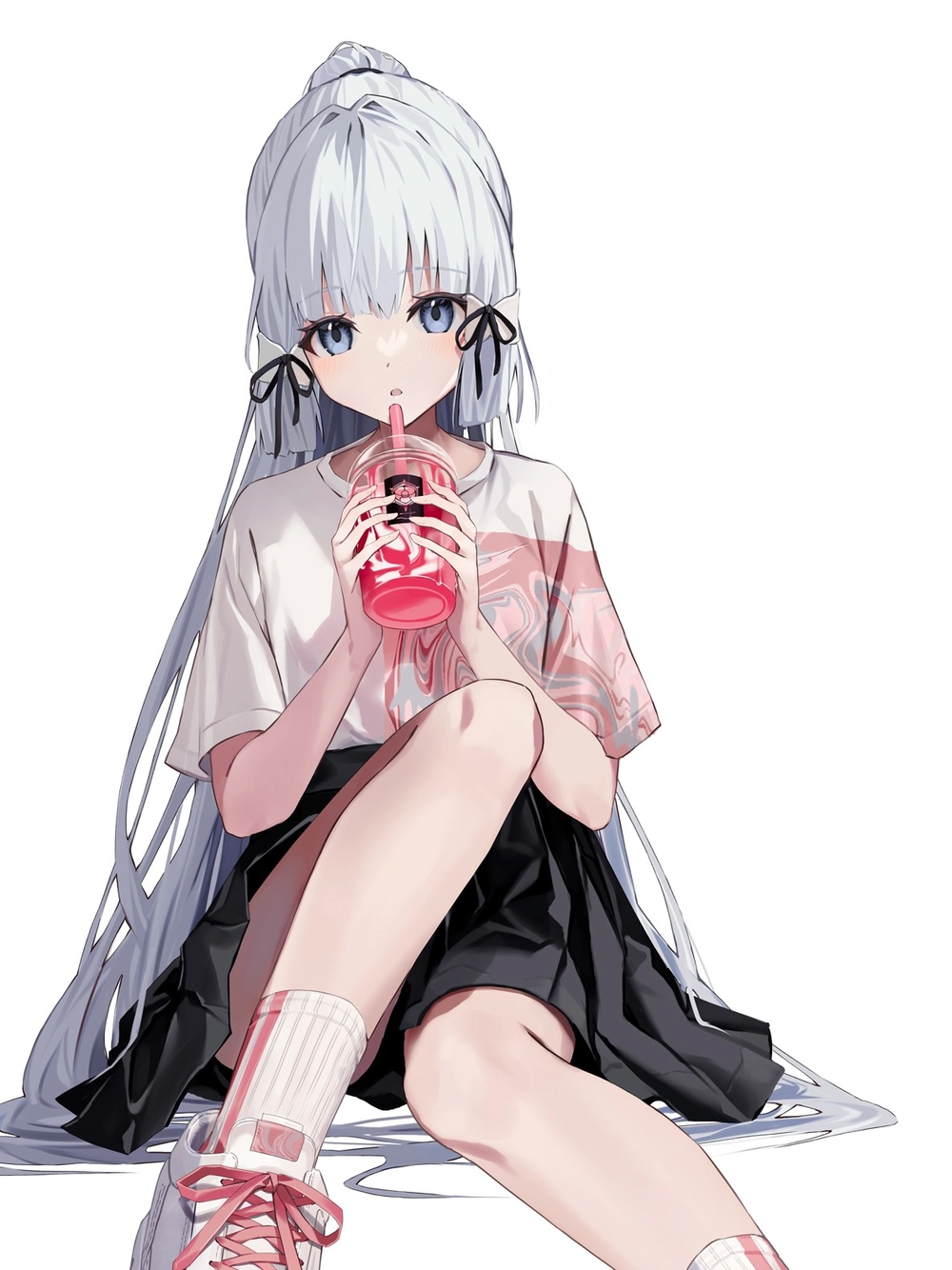 ảnh anime uống nước trong anime học đường 