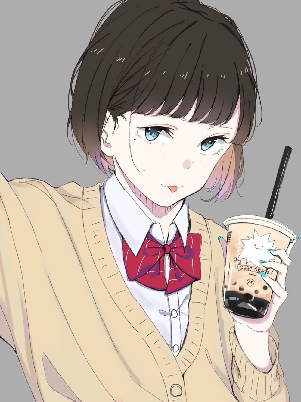 anime nữ uống trà sữa học đường 