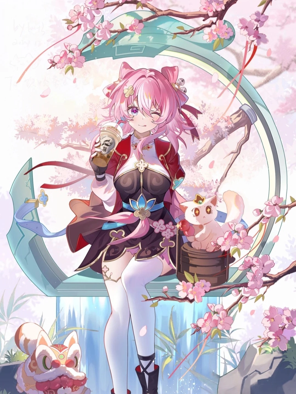 anime uống trà cổ trang 